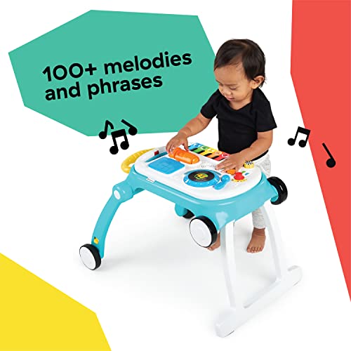 Baby Einstein Musical Mix ‘N Roll 4-in-1 Push Walker, Activity Center, Toddler Table and Floor -Toy for 6 Months+, Blue