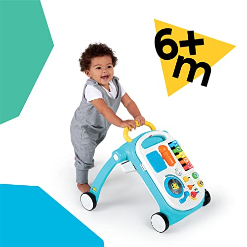 Baby Einstein Musical Mix ‘N Roll 4-in-1 Push Walker, Activity Center, Toddler Table and Floor -Toy for 6 Months+, Blue