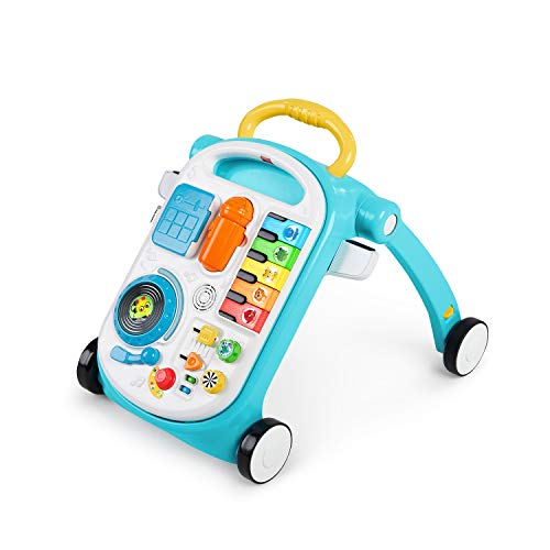 Baby Einstein Musical Mix ‘N Roll 4-in-1 Push Walker, Activity Center, Toddler Table and Floor -Toy for 6 Months+, Blue