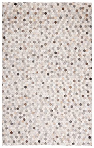 SAFAVIEH Studio Leather Collection 6' x 9' Ivory/Grey STL217A Handmade Mid-Century Modern Living Room Dining Bedroom Area Rug