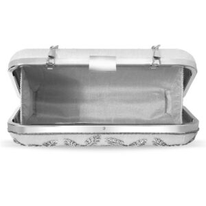 Aheli Indian Clutch Purses for Women Wedding Handmade Evening Handbags Party Bridal Clutch, Silver