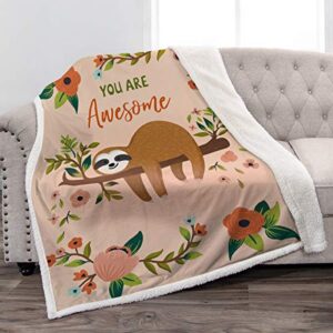 jekeno sloth sherpa blanket smooth soft print throw blanket kid baby for sofa chair bed office travelling camping 50″x60″