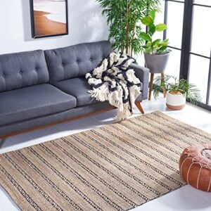 safavieh natural fiber collection 5′ x 8′ black/natural nfb655z handmade flatweave stripe premium jute & cotton jute living room dining bedroom area rug