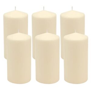 stonebriar sb-sp-3548a tall 3 x 6 inch unscented ivory pillar candle set, set of 6, 3×6