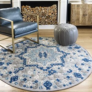 nuloom celestial contemporary indoor/outdoor area rug, 6′ round, blue