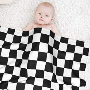 Race Waving Checkered Flag Baby Blanket Cute Custom Unisex Warm Super Soft and Comfortable Cotton Flannel Blanket one sizeBlack