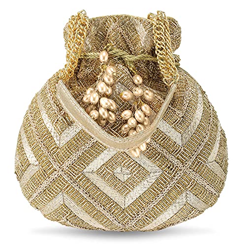 Aheli Indian Potli Bags for Women Evening Bag Clutch Ethnic Bride Purse with Drawstring