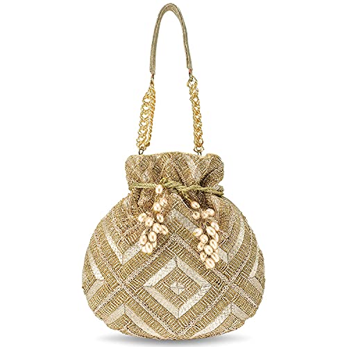 Aheli Indian Potli Bags for Women Evening Bag Clutch Ethnic Bride Purse with Drawstring