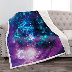 jekeno galaxy space blanket sherpa universe blanket smooth soft print throw blanket for gift women girls 50″x60″