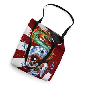 Cute Koi Fish Ying Yang, Japanese Lucky Dragon Japan Tote Bag