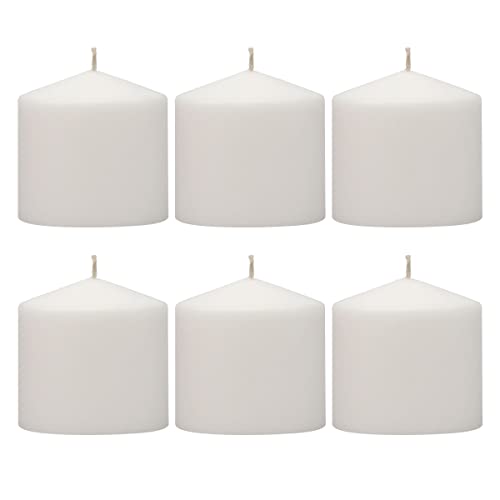 Stonebriar 18 Hour Long Burning Unscented Pillar Candles, 3x3, White , Pack of 6