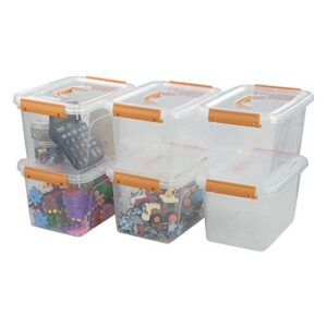 farmoon 6 quart clear storage bin, small plastic stackable box/container with lid, 6 packs, r