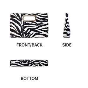 JNB Top Handle Zebra Print Clutch,Wht/bk