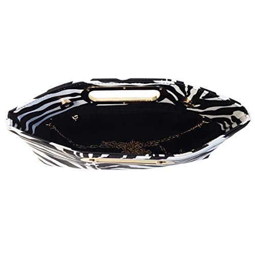 JNB Top Handle Zebra Print Clutch,Wht/bk