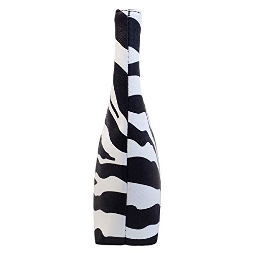 JNB Top Handle Zebra Print Clutch,Wht/bk