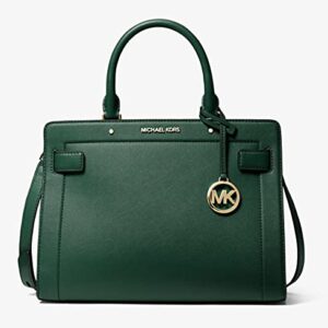 Michael Kors MICHAEL Michael Kors Rayne MD EW Satchel bundled with Trifold Wallet Purse Hook (Racing Green)