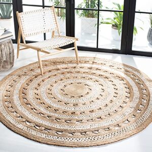 safavieh natural fiber round collection 5′ round ivory nf169b handmade boho charm farmhouse jute area rug