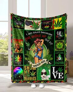 socira weed blanket, marijuana gifts flannel sherpa blanket, large leaf blanket soft bed blanket,cozy fleece throw blanket for all-season,weed stuff sheets for bedroom living room 60”x80”