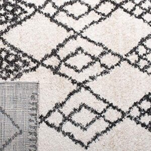 SAFAVIEH Tunisia Collection 5'3" x 7'7" Ivory / Black TUN736A Moroccan Tribal Non-Shedding Living Room Bedroom Dining Home Office Area Rug