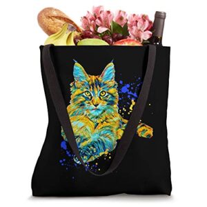 Colorful Maine Coon Big Cat Love Bigger Cats Cute Mom Tote Bag