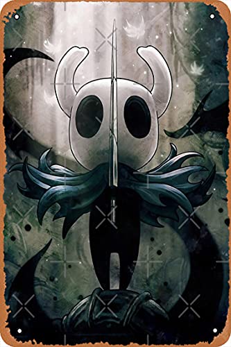 shvieiart Wall Decor Sign - Hollow Knight Poster - 8X12 Inch Vintage Look Metal Sign,Bar, Man CAVE Art Decoration