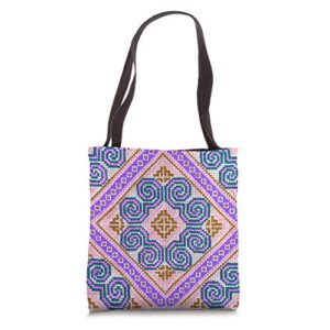 hmong tote bag cross stitch printed – hmong creations tote bag