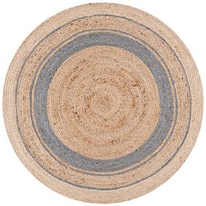 safavieh natural fiber round collection 4′ round silver nf120g handmade boho country farmhouse jute area rug