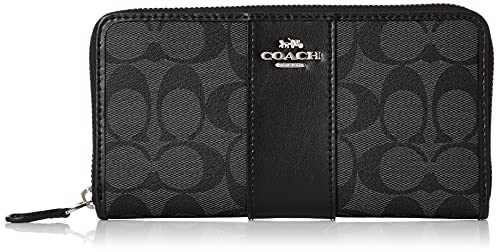 COACH(コーチ) Women PVC coated canvas Wallet, Sv/BlackSmokeBlack, One Size