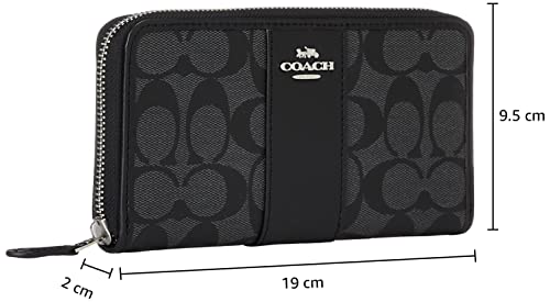 COACH(コーチ) Women PVC coated canvas Wallet, Sv/BlackSmokeBlack, One Size