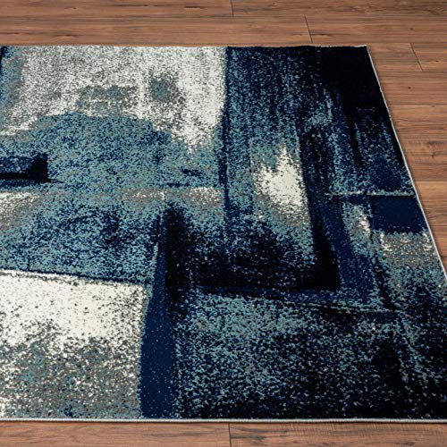 LUXE WEAVERS Rug - Lagos Collection 7558 Modern Abstract – Stain Resistant Area Rug/Navy 8’ x 10’