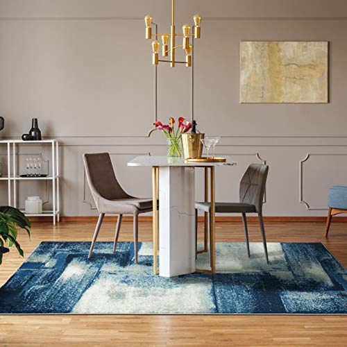 LUXE WEAVERS Rug - Lagos Collection 7558 Modern Abstract – Stain Resistant Area Rug/Navy 8’ x 10’