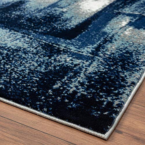 LUXE WEAVERS Rug - Lagos Collection 7558 Modern Abstract – Stain Resistant Area Rug/Navy 8’ x 10’