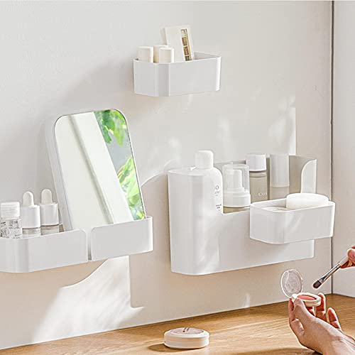 Bedside Bed Organizer Storage Rack Floating Wall Shelves Shelf Caddy, Stick On Wall Mounted Bedrooms, Bathrooms, Offices, Dormitories for Cosmetics, Books, Mobile Phones and Other Supplies S+M+L