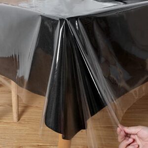 obstal clear plastic tablecloth 54 x 78 inch, 100% waterproof oil-proof spill-proof vinyl pvc table cloth, wipeable rectangle tablecloth protector for dining table, outdoor and indoor uses, clear