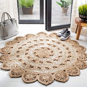 safavieh natural fiber round collection 6′ round ivory nf160b handmade boho charm farmhouse jute area rug