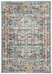 safavieh monaco collection 2’2″ x 4′ blue/light grey mnc255m boho chic oriental distressed non-shedding living room bedroom accent rug