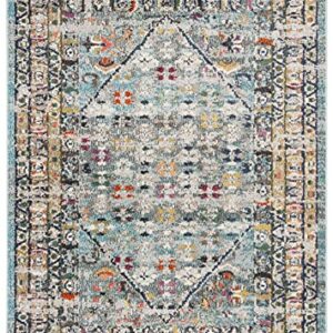 SAFAVIEH Monaco Collection 2'2" x 4' Blue/Light Grey MNC255M Boho Chic Oriental Distressed Non-Shedding Living Room Bedroom Accent Rug