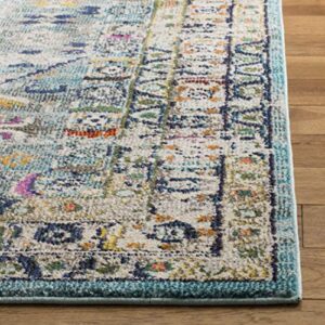 SAFAVIEH Monaco Collection 2'2" x 4' Blue/Light Grey MNC255M Boho Chic Oriental Distressed Non-Shedding Living Room Bedroom Accent Rug