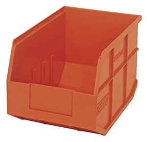quantum storage k-ssb423or-4 4-pack stackable plastic shelf bin, 12″ x 8-1/4″ x 7″, orange