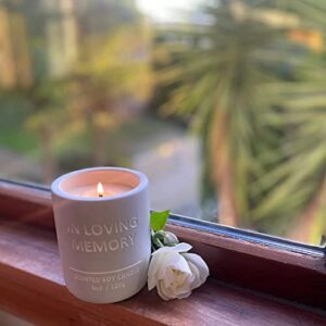 Sympathy Memorial Candle for Loss of Loved one. Natural Soy Wax Jasmine Scent Candle with Tree of Life lid. Remembrance Candle Gift Boxed with Card to Write a Personal Message of Condolence.