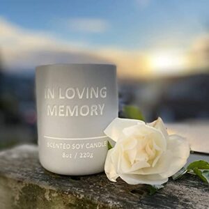 Sympathy Memorial Candle for Loss of Loved one. Natural Soy Wax Jasmine Scent Candle with Tree of Life lid. Remembrance Candle Gift Boxed with Card to Write a Personal Message of Condolence.