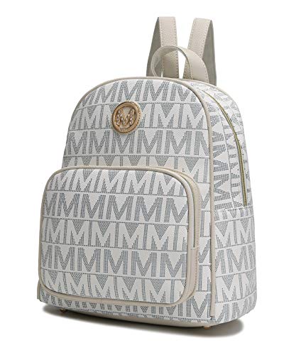 MKF Backpack Purse for Women & Teen Girls – PU Leather Top-Handle Ladies Fashion Travel Pocketbook Bag – Daypack White