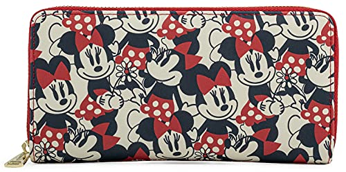 Loungefly Disney Mickey & Minnie Mouse Wallet Zip Around Clutch Faux Leather