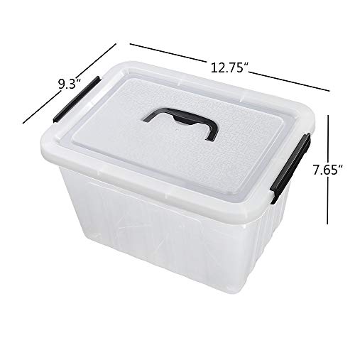 Cand 12 Quart Plastic Lidded Storage Bin with Black Handle, Latching Boxes Set of 1