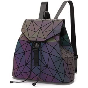 Lieseh Women's Geometric Holographic Glow Backpack Party Style Picks