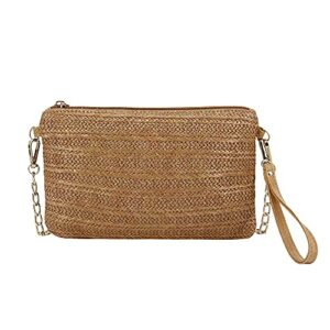 monanoat straw clutch bag casual crossbody bag wristlet clutch purse zipper straw wallets envelope bag