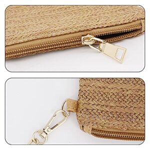 Monanoat Straw Clutch Bag Casual Crossbody Bag Wristlet Clutch Purse Zipper Straw Wallets Envelope Bag