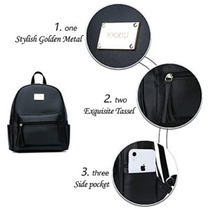 KKXIU Girls 3pcs Small Cute Backpack Purse Women Fashion Mini Daypack with Tassel (A-Black)