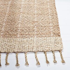 SAFAVIEH Cape Cod Collection 8' x 10' Ivory / Natural CAP846A Handmade Braided Tassel Jute Area Rug