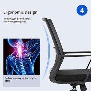 Home Office Chair Ergonomic Desk Chair Mid-Back Mesh Computer Chair Lumbar Support Comfortable Executive Adjustable Rolling Swivel Task Chair with Armrests,Black